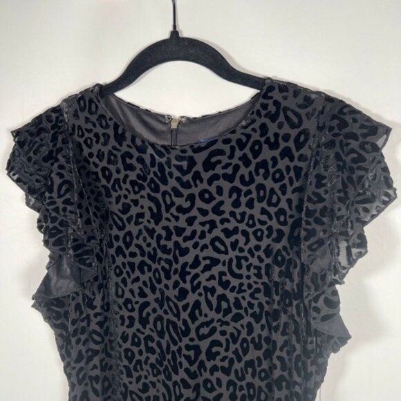 NWT TOMMY HILFIGER Flutter Short Sleeve Velvet Leopard Print Sheath Dress Sz 8 - Picture 7 of 15